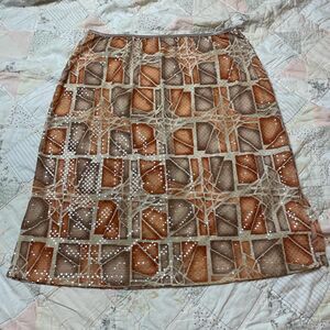 beware vintage y2k rare brown orange and cream geometric skirt size 1x